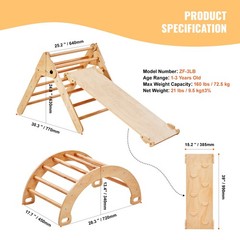Uimoso 5-in-1 Wooden Montessori Climbing Set for Toddlers with Triangle Design