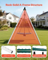 Backyard Swing Set: Galvanized Steel A-Frame, Saucer & 2 Belt Swings, 700lb
