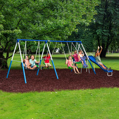 All Star Playground Metal Swing Set for up to 7 Children Saucer Swing Slide