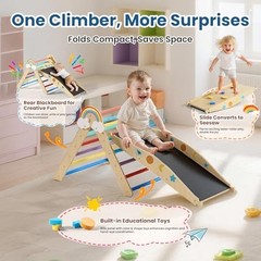 10-in-1 Toddler Climbing Triangle Set, Montessori Indoor Play Structure with Arc
