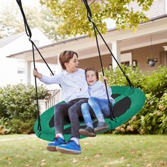40 Inches Saucer Tree Swing Flying Circle Seat with Adjustable Ropes Green