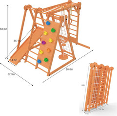 8-In-1 Small Indoor/Outdoor Playset – Foldable Wooden Kids Play Set for Backyard