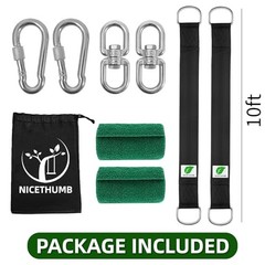 Tree Swing Hanging Straps Kit 10FT, Heavy Duty Safer Lock 10FT – 2P Black