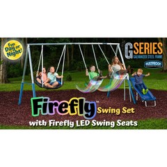 XDP Recreation Firefly Metal Frame Swing Set with 2 Firefly™-LED Swing Seats, Su