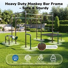Heavy Duty Jungle Gym Playset Monkey Bars Swing Set Trapeze Bar for Kids 550lbs