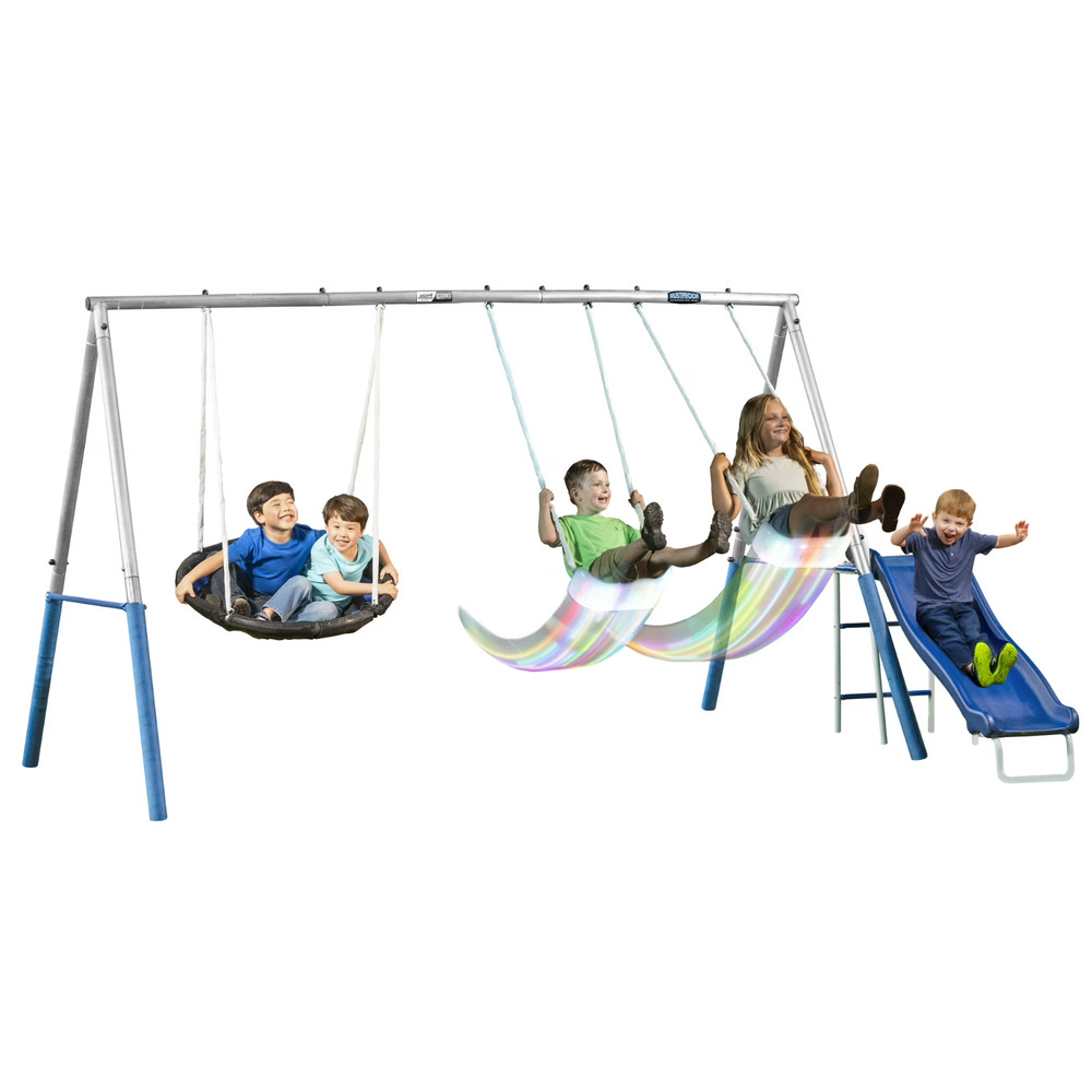XDP Recreation Firefly Metal Frame Swing Set with 2 Firefly™-LED Swing Seats, Su
