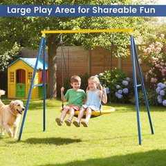 550lbs Metal Swing Sets Backyard Heavy Duty Full Steel Swing Frame A-Frame Swing