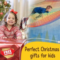 LPIW Climbing Net for Kids 9.9FT Rainbow Double Layer Safety Cargo