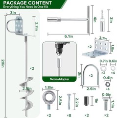 Swing Set Anchors 20″ Heavy Duty Ground Anchors Screw in W/ L-Brackets