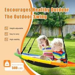 40 Inch Saucer Tree Swing for Kids Outdoor, Multicolor