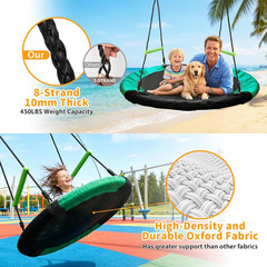 4FT Diameter round Saucer Tree Swing for Backyard Fun,Heavy-Duty Steel Frame wit