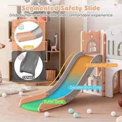 8 in 1 Toddle Slide Playset, Freestanding 69.5″L x 70″W x 40.5″H Pink-8 in 1