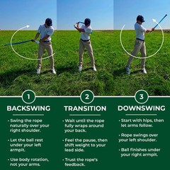 Golf Rope Swing Trainer – Weighted Rope with Ball, Improve Swing Speed, Tempo…