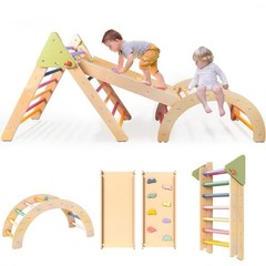 Foldable Pikler Triangle Climbing Toy with Slide for 5-IN-1 Climbing Toy