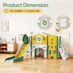 BIERUM 10 in 1 Toddler Slide Set – Baby for Toddlers Green Yellow Combo