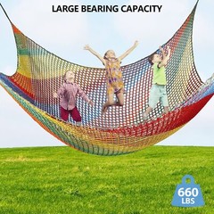 Playground Safety Net 6.5′ x 9.8′, Double Layers Climbing Cargo Net for Kids,…