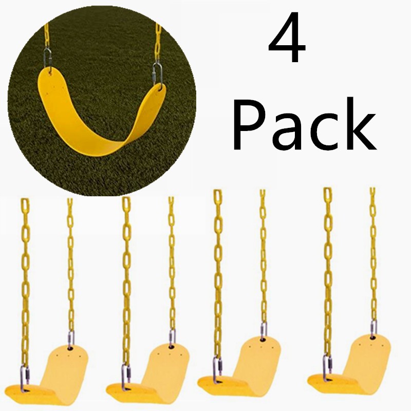 4Pack Heavy Duty Swing Seat, Outdoor Child EVA Soft Board U-Swing, Metal Chains