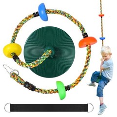 Tree Swing for Kids,Heavy Duty Single Disc Seat Climbing Rope Set Green Swing