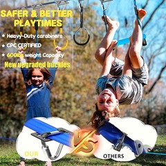 Slackline Kit Ninja Warrior 2x56FT 8 Obstacles 900LBS Kids