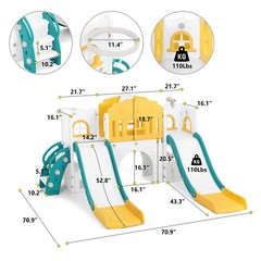 9 in 1 Kids Double Slides Toddler Playground Climb Playset Indoor Outdoor