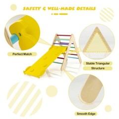 3-in-1 Wooden Climbing Triangle Set Adjustable Ramp Gift Kids With Sliding Board
