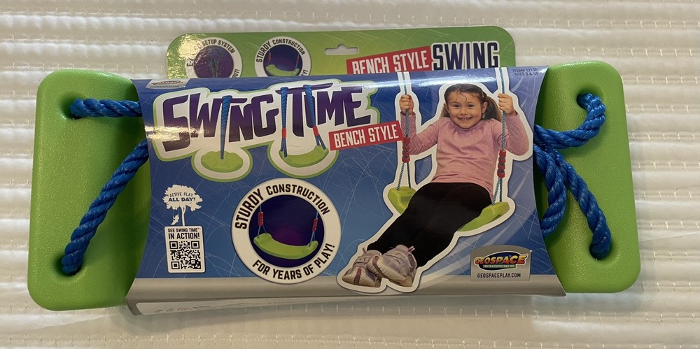 New Geospace Swing Time Bench Style Swing Seat E-Z Ring Indoor Outdoor Kids Seat