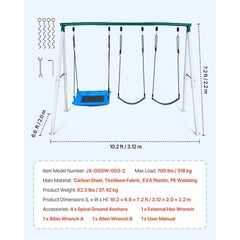 Uimoso Outdoor Swing Set with 3 Seats and A-Frame Stand for Backyard Fun