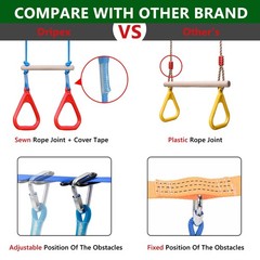 Ninja Warrior Obstacle Course for Kids- 2×65ft Slackline Kit with 10 Accessories