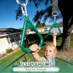 Toddler Swing & Gym Rings – Swing Set Accessories with Snap Hooks, 2 Green2