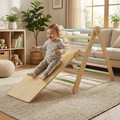 Wooden Toddler Climbing Arch Ramp Ladder Set, Indoor Playground Toy US