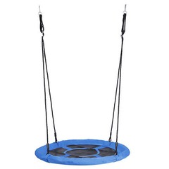 40″ Flying Saucer Swing for Kids Waterproof Tree Swing Set w/Hanging Ropes Blue