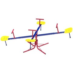 Metal Seesaw for Kids Outdoor 71.75″ L x 71.75″ W x 19″ H, Red Blue Yellow