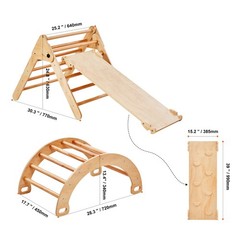 Pikler Triangle Set, 5 in 1 Toddler Climbing Toys Indoor Playground, Ramp, and