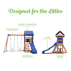 Wooden Swing Set Outdoor Kids Slide Backyard Playground Playset Rock Chalk Wall