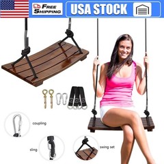 Solid Wood Swing – One Seat Simple Swing – Maximum Load 440Lbs – Wooden Swing US
