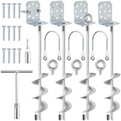 Swing Set Anchors 20″ – Heavy Duty Ground Anchors Screw in with L-Brackets & Dri