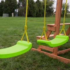 Swing-N-Slide Contoured Swing Seat – Green with Yellow Rope – Kids