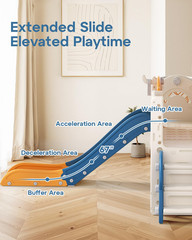 13-in-1 Toddler Slide Set with Basketball, Golf & Drawing Board – Blue & Yellow