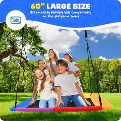 60″ Rectangle Platform Tree Swing for Kids Adults, 700lb Capacity Outdoor Gia…