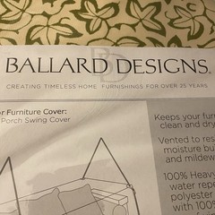 Hanging Porch Swing Cover 63”x33” Water-Repellent Outdoor Ballard Designs New