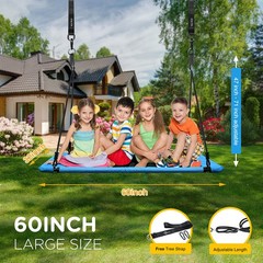 700lb Giant 60″ Platform Tree Swing for Kids Adult 900D Oxford Saucer Swing Seat