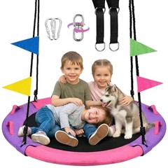 43 Inch Tree Swing, 900lbs Weight Capacity Saucer Swing Sets Pink and Purple