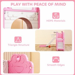 7 in 1 Toddler Slide Set, Frog Theme Outdoor & Indoor Playset, Pink