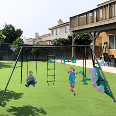 Black-Green 4-Function Swing Set w/ Face-to-Face Seats, 550LB Capacity