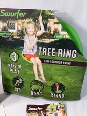 Swurfer Tree Swing Ring 3-in-1 Outdoor Tree Disc Swing Climbing Rope to Sit Stan