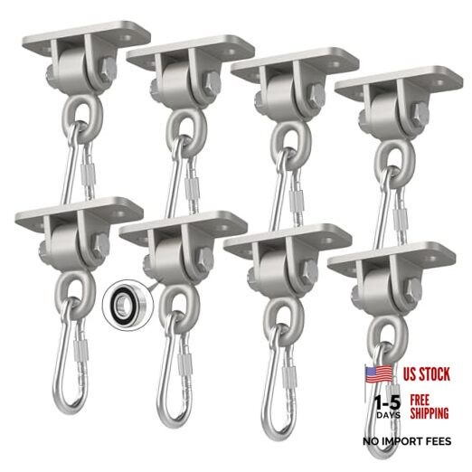 Heavy Duty Swing Hangers with Bearing, Porch Swing Hanging Kit 8 Packs Sliver
