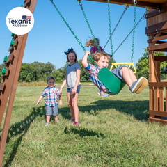 Woodridge Elite Cedar Wood Swing Set with Wave Slide, Clubhouse, Crawl Tunnel, C