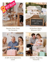 Portable Baby Swing for Infants, Adjustable Speed, Grey Velvet