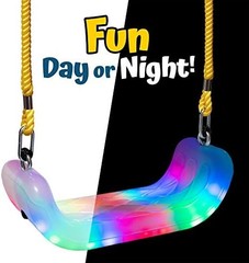 Firefly LED Light Up Swing Seat with Adjustable Rope and Chain. 24 Lights Illumi