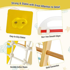 8-In-1 Jungle Gym Playset, Wooden Climber Play Set with Monkey Bars Colorful